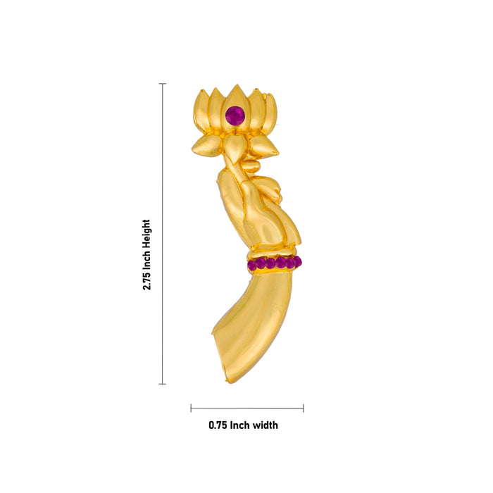 Gold Finish Lotus Hand - 2.75 x 0.75 Inches | Deity Hastham/ Varalakshmi Hands for Festivals & Pooja