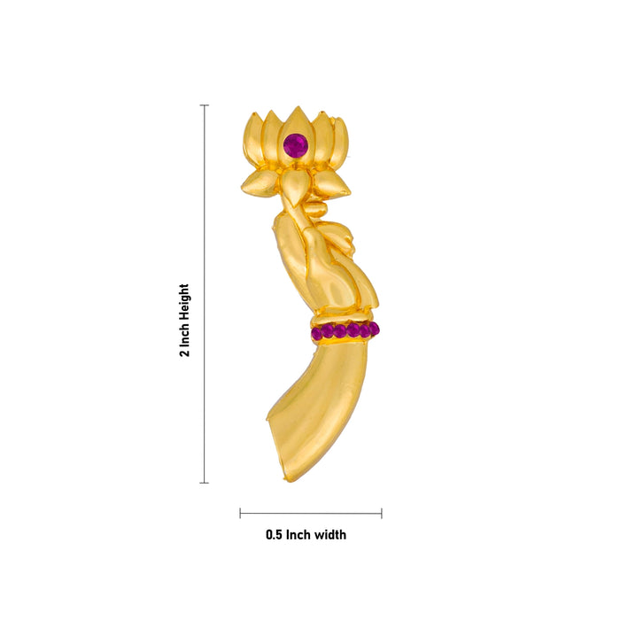 Lotus Hastam - 2 x 0.5 Inches | God Idol Hand Accessory / Gold Polish Deity Alankaram for Daily Worship