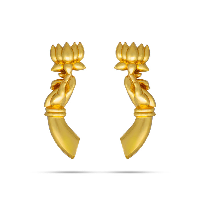 Amman Hand with Lotus - 1.5 x 0.5 Inches | Gold Polish Varalakshmi Hand/ Lakshmi Hand for Deity Alangaram