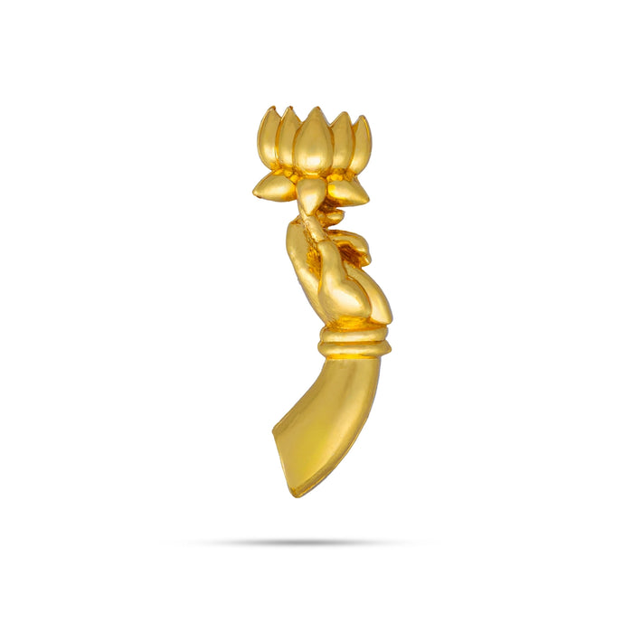 Amman Hand with Lotus - 1.5 x 0.5 Inches | Gold Polish Varalakshmi Hand/ Lakshmi Hand for Deity Alangaram