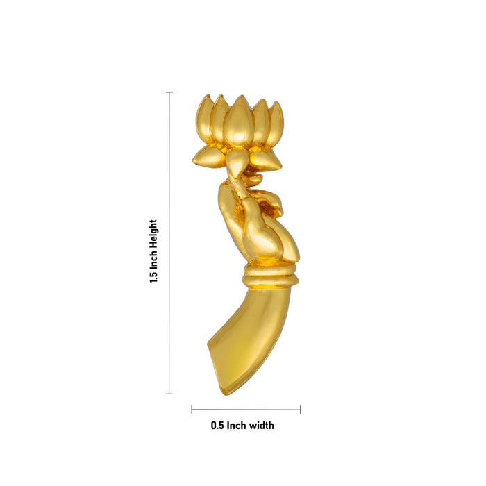 Amman Hand with Lotus - 1.5 x 0.5 Inches | Gold Polish Varalakshmi Hand/ Lakshmi Hand for Deity Alangaram