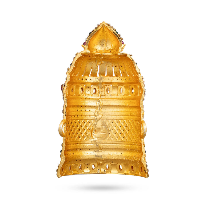 Stone Half Kiridam - 4 x 2 Inches | Multicolour Stone Mukut/ Kireedam/ Crown for Deity Decor