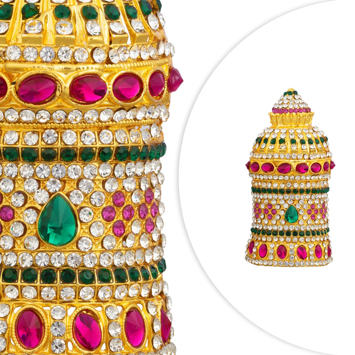Half Stone Crown - 3.5 x 1.5 Inches | Multicolour Stone Kiridam/ Mukut/ Kireedam for Deity Alangaram