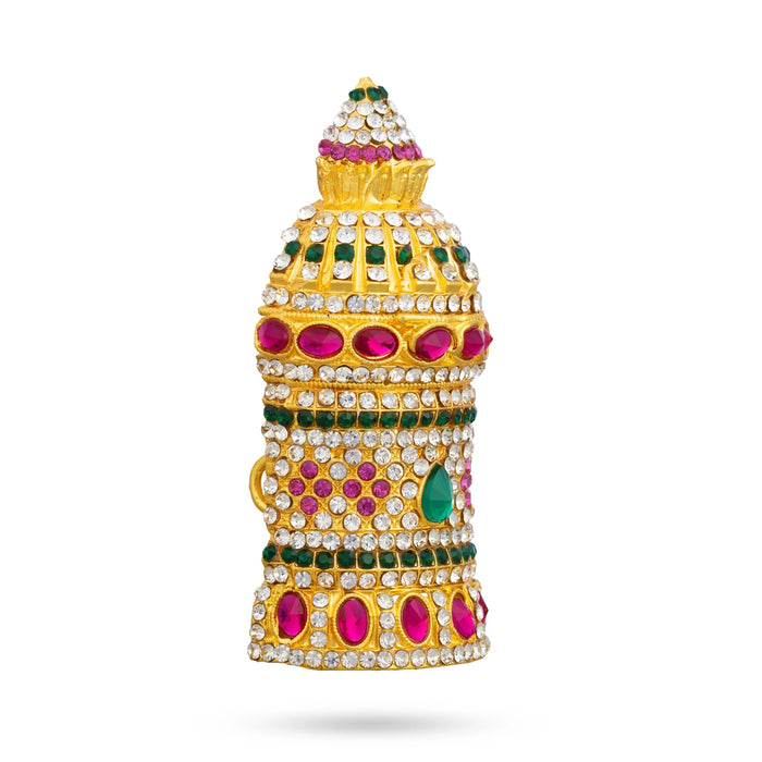 Half Stone Crown - 3.5 x 1.5 Inches | Multicolour Stone Kiridam/ Mukut/ Kireedam for Deity Alangaram