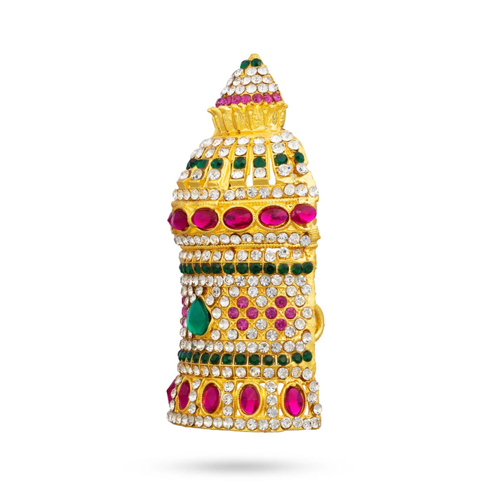 Half Stone Crown - 3.5 x 1.5 Inches | Multicolour Stone Kiridam/ Mukut/ Kireedam for Deity Alangaram