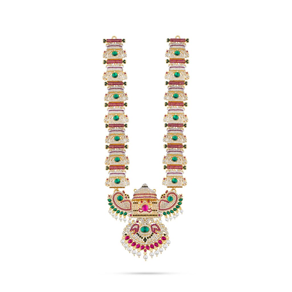 Stone Haram - 17 Inches | Multi Coloured Stone Jewellery/ Long Stone Necklace for Deity