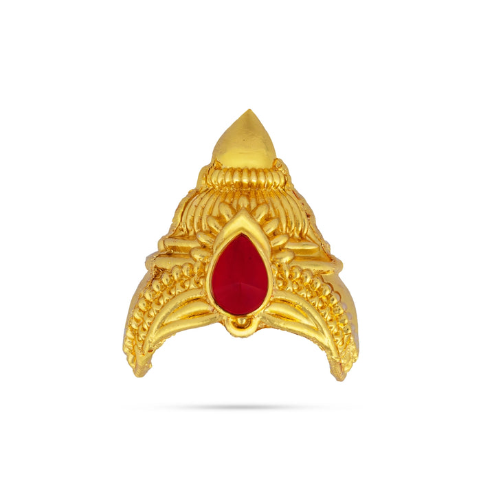 Half Crown - 2 x 1.5 Inches | Single Stone Kireedam/ Gold Polish Kiridam/ Mukut For Deity Decoration