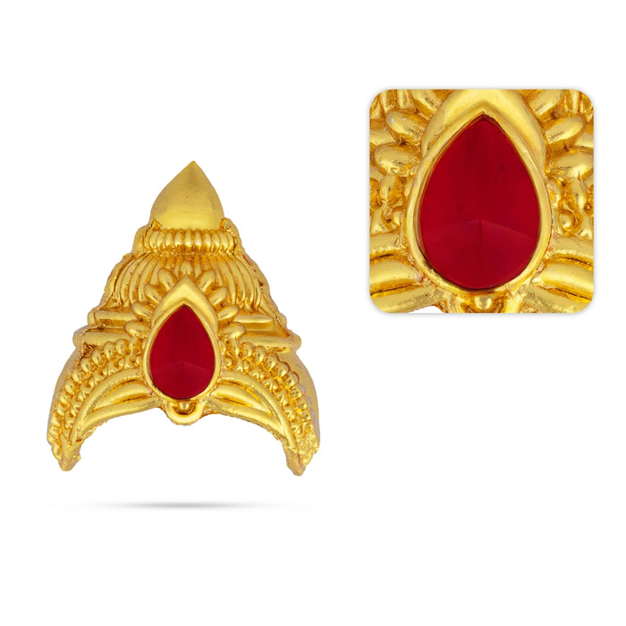 Half Crown - 2 x 1.5 Inches | Single Stone Kireedam/ Gold Polish Kiridam/ Mukut For Deity Decoration