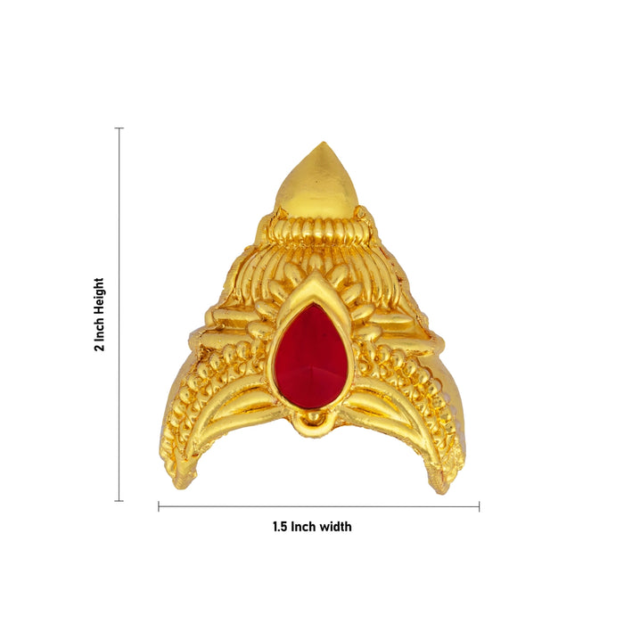 Half Crown - 2 x 1.5 Inches | Single Stone Kireedam/ Gold Polish Kiridam/ Mukut For Deity Decoration