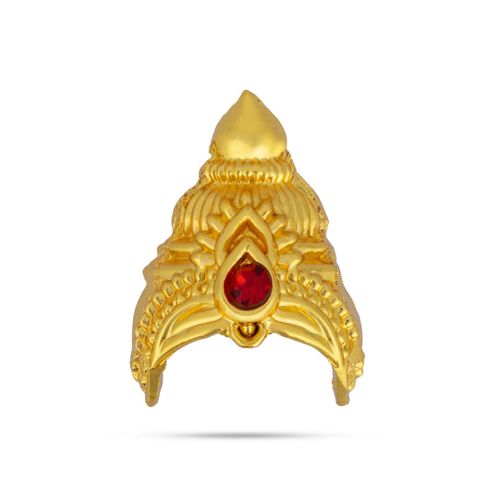 Half Mukut - 1.25 x 1 Inches | Gold Polish Crown/ Single Stone Kireedam/ Kiridam For Amman Alangaram
