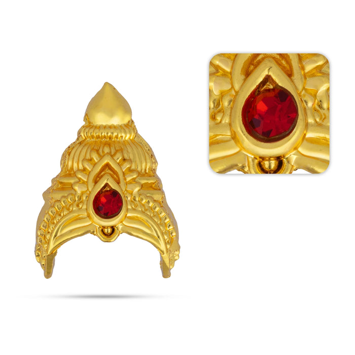 Half Mukut - 1.25 x 1 Inches | Gold Polish Crown/ Single Stone Kireedam/ Kiridam For Amman Alangaram