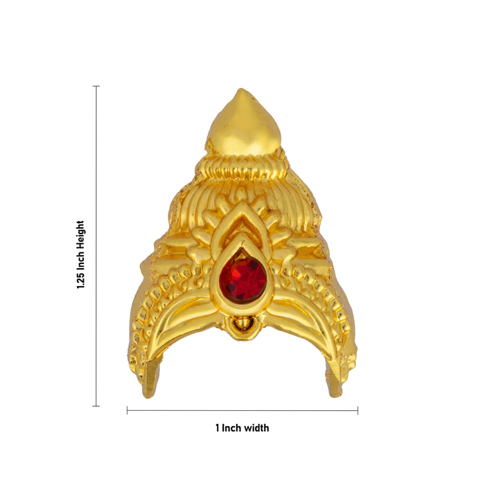 Half Mukut - 1.25 x 1 Inches | Gold Polish Crown/ Single Stone Kireedam/ Kiridam For Amman Alangaram