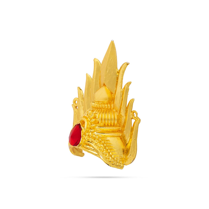 Half Crown - 2.5 x 2.5 Inches | Gold Polish Half Turban/ Half Kiridam/ Single Stone Half Kireedam for Deity