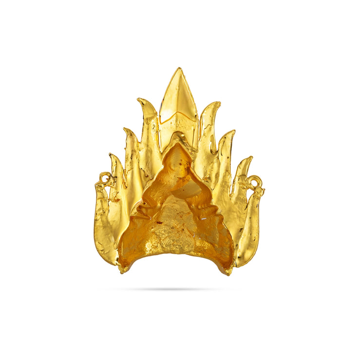Half Crown - 2.5 x 2.5 Inches | Gold Polish Half Turban/ Half Kiridam/ Single Stone Half Kireedam for Deity