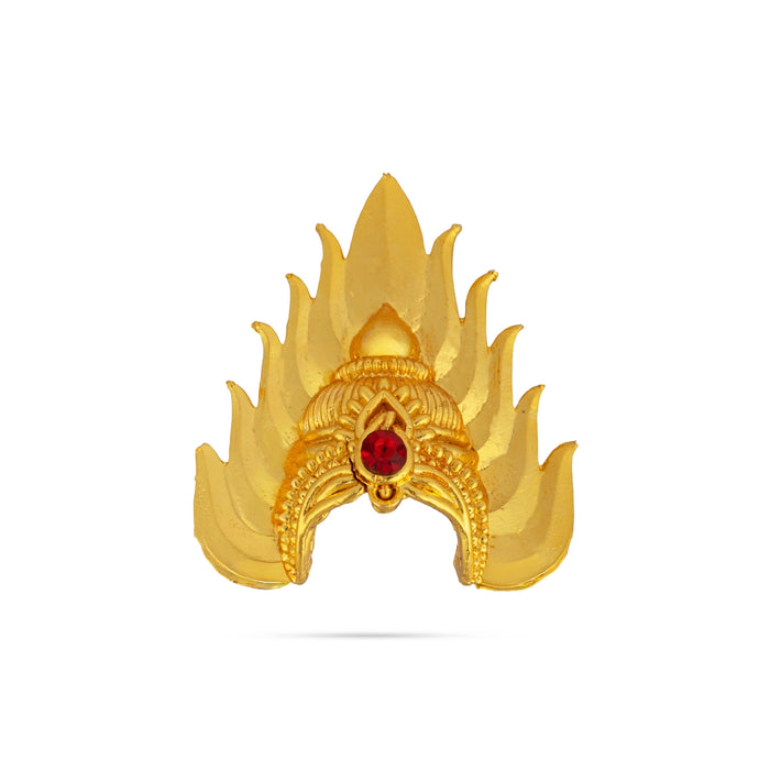 Half Mukut - 2.5 x 2.5 Inches | Kiridam / Single Stone Half Crown / Stone Kireedam for Deity