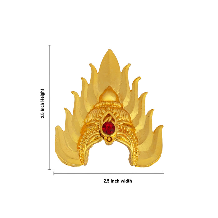 Half Mukut - 2.5 x 2.5 Inches | Kiridam / Single Stone Half Crown / Stone Kireedam for Deity