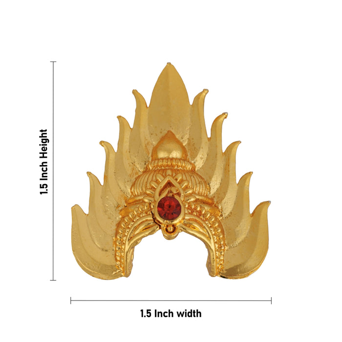Half Kireedam - 1.5 x 1.5 Inches | Gold Polish Half Crown/ Stone Kiridam for Deity Decor