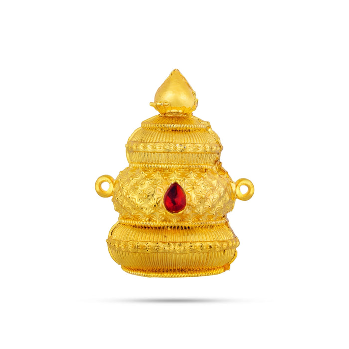 Half Kireedam - 2.5 x 1.75 Inches | Gold Polish Half Kiridam/ Mukut/ Single Stone Half Crown for Deity