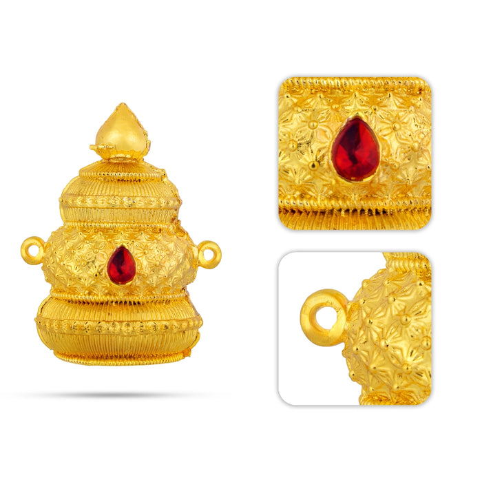 Half Kireedam - 2.5 x 1.75 Inches | Gold Polish Half Kiridam/ Mukut/ Single Stone Half Crown for Deity