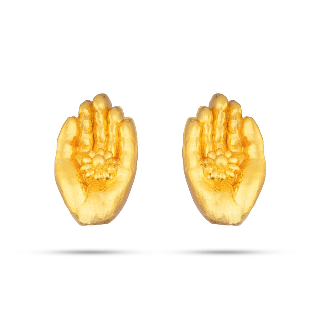 Lakshmi Hands Pair - 0.5 Inch | Devi Hand/ Gold Polish Amman Hand for Deity Decor/ 10 Gms Approx