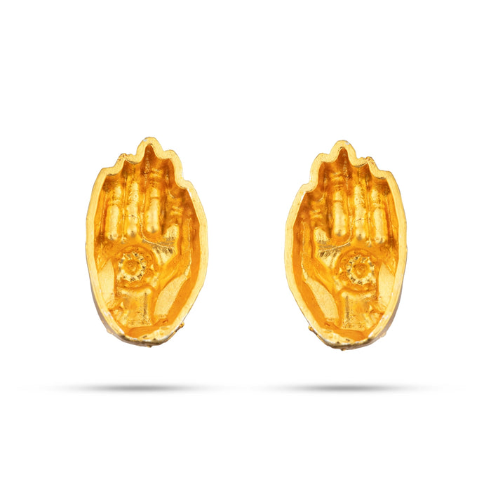 Lakshmi Hands Pair - 0.5 Inch | Devi Hand/ Gold Polish Amman Hand for Deity Decor/ 10 Gms Approx