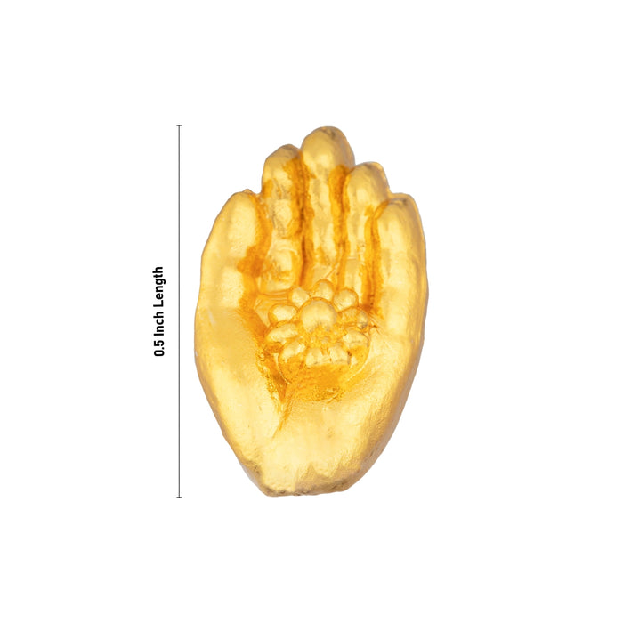 Lakshmi Hands Pair - 0.5 Inch | Devi Hand/ Gold Polish Amman Hand for Deity Decor/ 10 Gms Approx