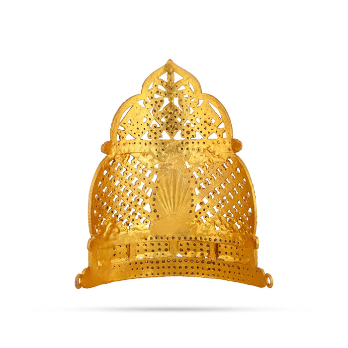 Half Kireedam - 5 x 4.5 Inches | Mukut / Multicolour Stone Half Crown / Stone Kiridam for Deity - Head & Face Accessories