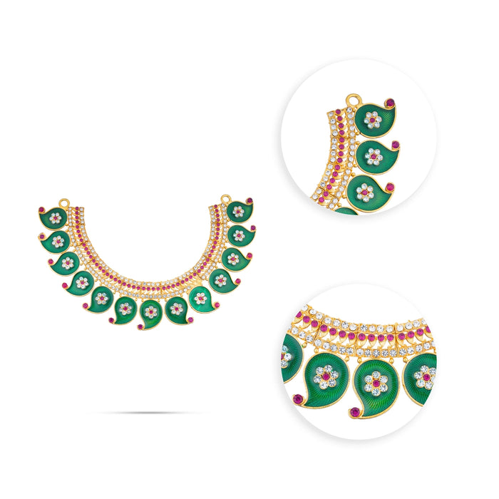 Stone Haram Set - 12 Inches | Stone Necklace/ Multicolour Stone Jewellery for Deity - Neck & Body Accessories