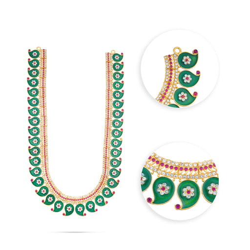 Stone Haram Set - 12 Inches | Stone Necklace/ Multicolour Stone Jewellery for Deity - Neck & Body Accessories