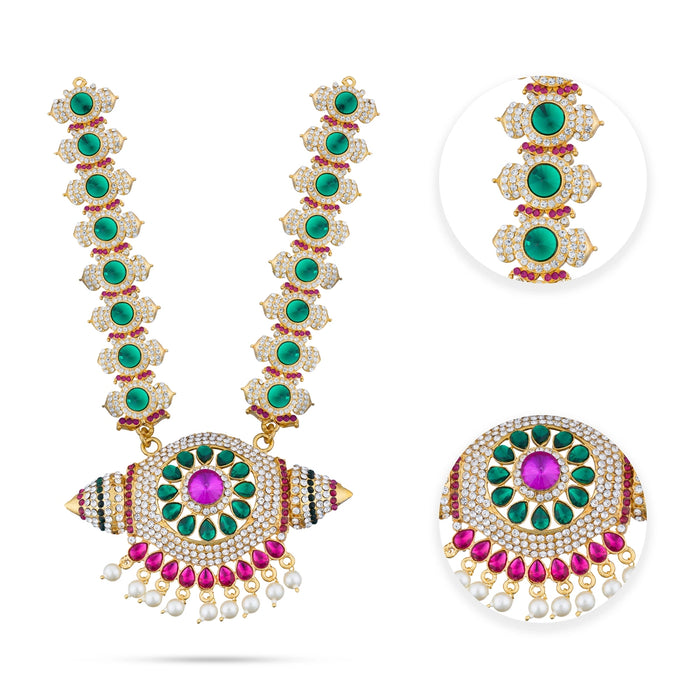 Stone Haram - 10 Inches | Long Stone Necklace/ Multicolour Stone Jewellery for Deity - Neck & Body Accessories