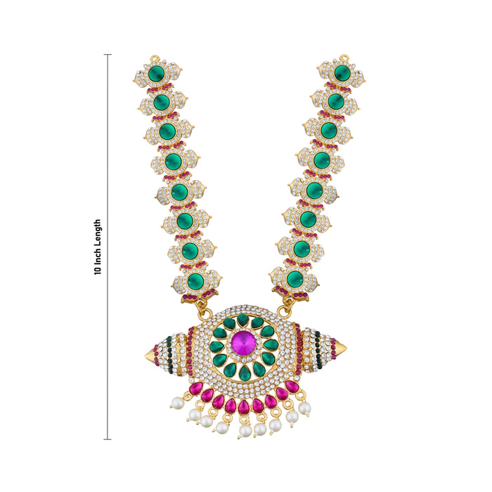 Stone Haram - 10 Inches | Long Stone Necklace/ Multicolour Stone Jewellery for Deity