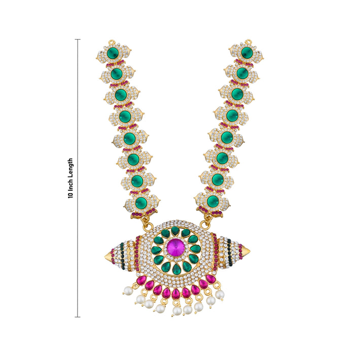 Stone Haram - 10 Inches | Long Stone Necklace/ Multicolour Stone Jewellery for Deity - Neck & Body Accessories
