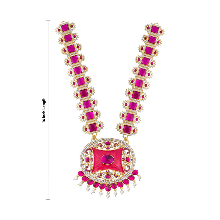 Stone Haram - 14 Inches | Multi Coloured Stone Jewellery/ Long Stone Necklace for Deity - Neck & Body Accessories