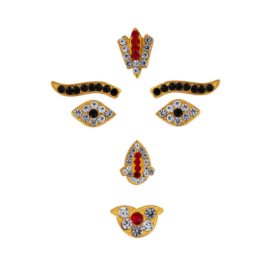 Stone Amman Face Set | Stone Varalakshmi Face Set/ Stone Swamy Alangaram for Deity - Head & Face Accessories