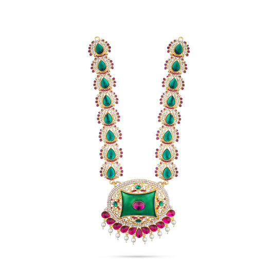 Stone Haram - 14 Inches | Long Stone Necklace/ Multi Coloured Stone Jewellery for Deity - Neck & Body Accessories