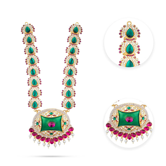 Stone Haram - 14 Inches | Long Stone Necklace/ Multi Coloured Stone Jewellery for Deity - Neck & Body Accessories