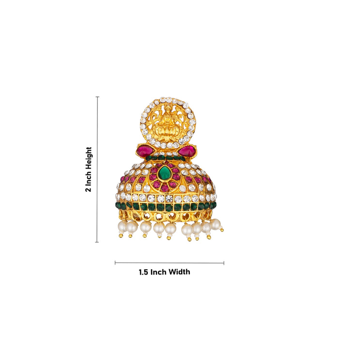 Stone Earring Pair - 2 x 1.5 Inches | Stud Earring/ Multicolour Stone Karnapathiram for Deity - Head & Face Accessories