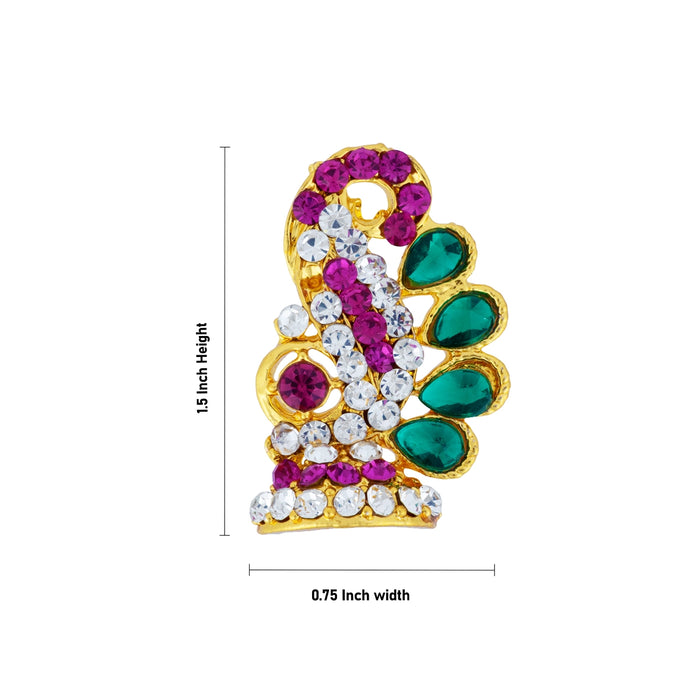 Karnapathakam - 1.5 x 0.75 Inches | Stone Earring Set / Stone Studs / Multicolour Stone Ear Ring for Deity