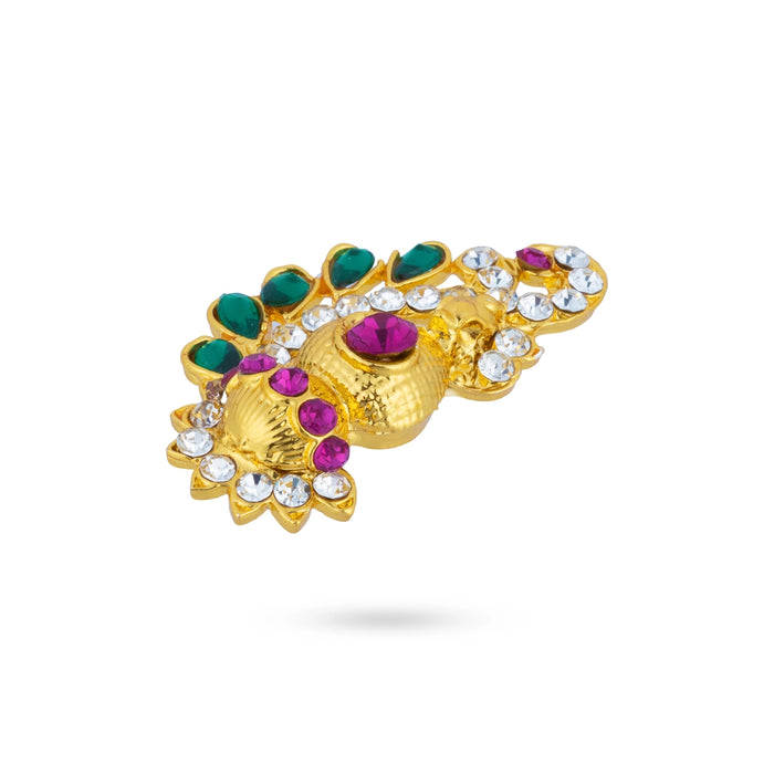 Gold Polish Earring Pair - 1.5 x 0.75 Inches | Ear Studs/ Earing/ Karna Pathakam For Deity Decor