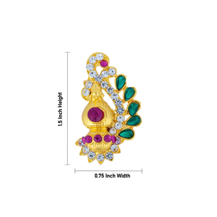 Gold Polish Earring Pair - 1.5 x 0.75 Inches | Ear Studs/ Earing/ Karna Pathakam For Deity Decor