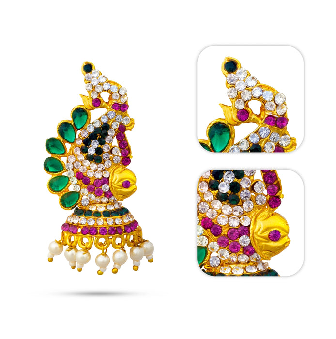 Karnapathakam - 2.5 x 1.5 Inches | Stone Earring Set/ Stone Studs/ Multicolour Stone Ear Ring for Deity Decor