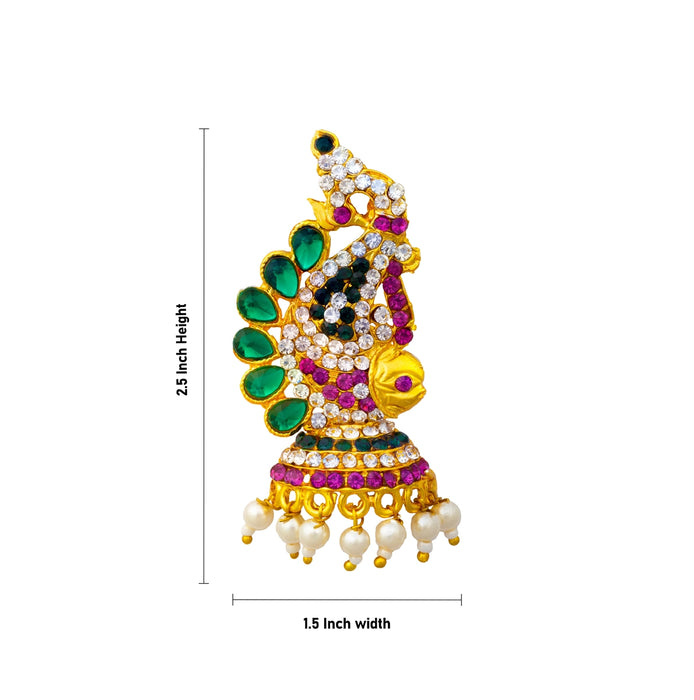 Karnapathakam - 2.5 x 1.5 Inches | Stone Earring Set/ Stone Studs/ Multicolour Stone Ear Ring for Deity Decor