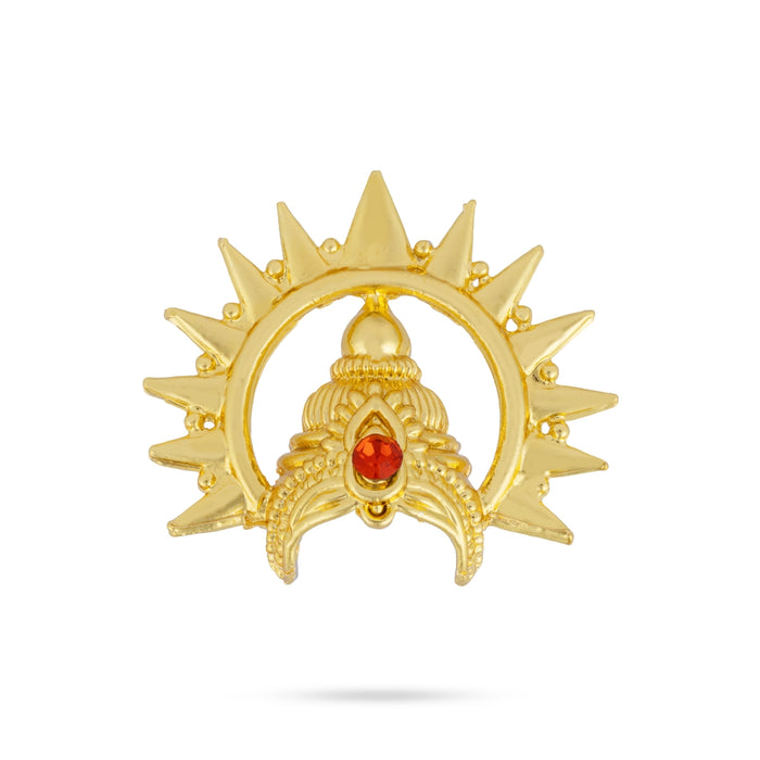 Stone Kireetam with Arch - 1.5 x 1.5 Inches | Half Crown/ Kiritam/ Mukut/ Gold Polish Jewellery for Deity
