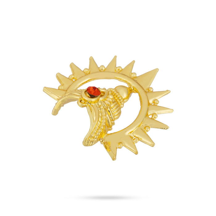 Stone Kireetam with Arch - 1.5 x 1.5 Inches | Half Crown/ Kiritam/ Mukut/ Gold Polish Jewellery for Deity
