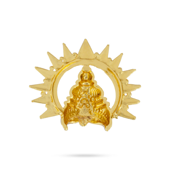 Stone Kireetam with Arch - 1.5 x 1.5 Inches | Half Crown/ Kiritam/ Mukut/ Gold Polish Jewellery for Deity