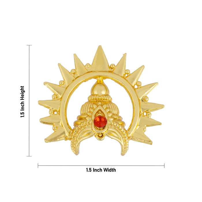 Stone Kireetam with Arch - 1.5 x 1.5 Inches | Half Crown/ Kiritam/ Mukut/ Gold Polish Jewellery for Deity