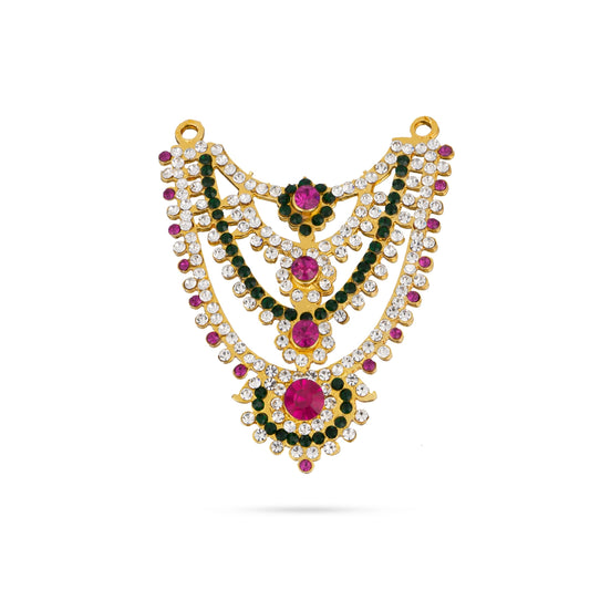 Stone Necklace - 3 x 2.25 Inches | Multicolour Stone Haram/ Stone Jewellery for Deity - Neck & Body Accessories