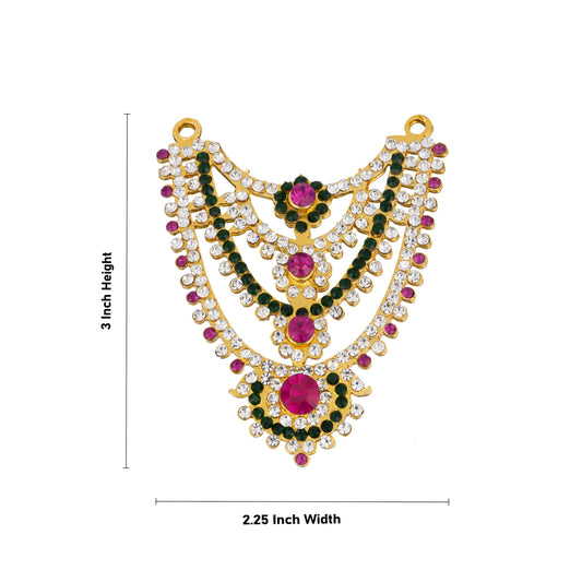 Stone Necklace - 3 x 2.25 Inches | Multicolour Stone Haram/ Stone Jewellery for Deity - Neck & Body Accessories