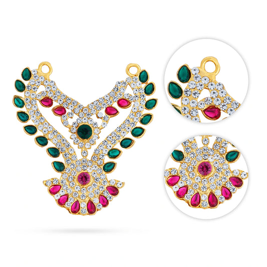 Stone Necklace - 2.5 X 2.5 Inches | Multicolour Stone Jewellery/ Artificial Jewelry For Deity - Neck & Body Accessories