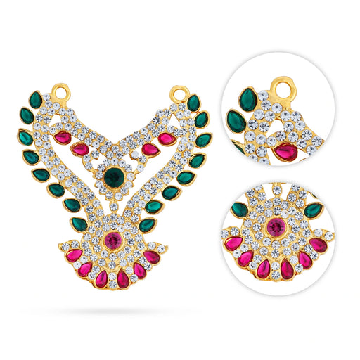 Stone Necklace - 2.5 X 2.5 Inches | Multicolour Stone Jewellery/ Artificial Jewelry For Deity - Neck & Body Accessories